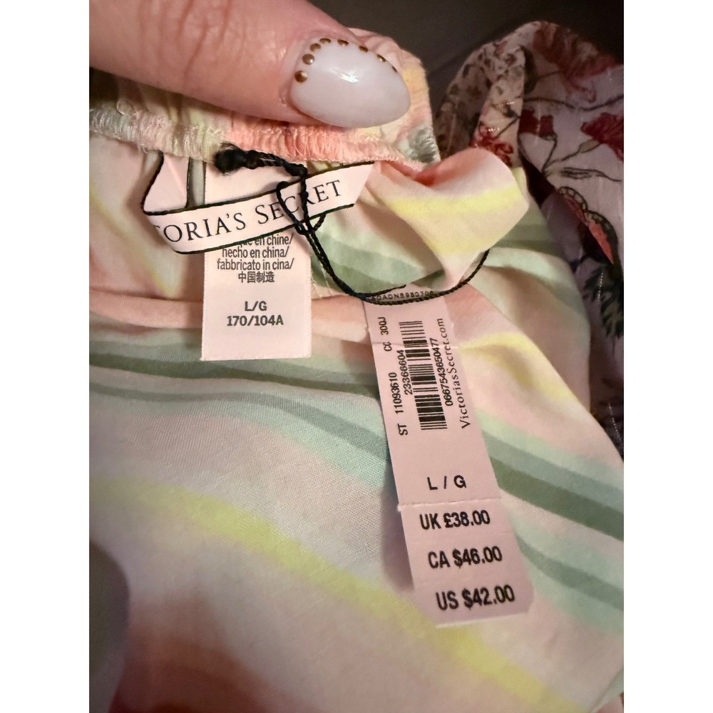 Victoria's Secret Pastel Striped Lace Trim Romper Sleepwear Large NWT - Picture 5 of 6
